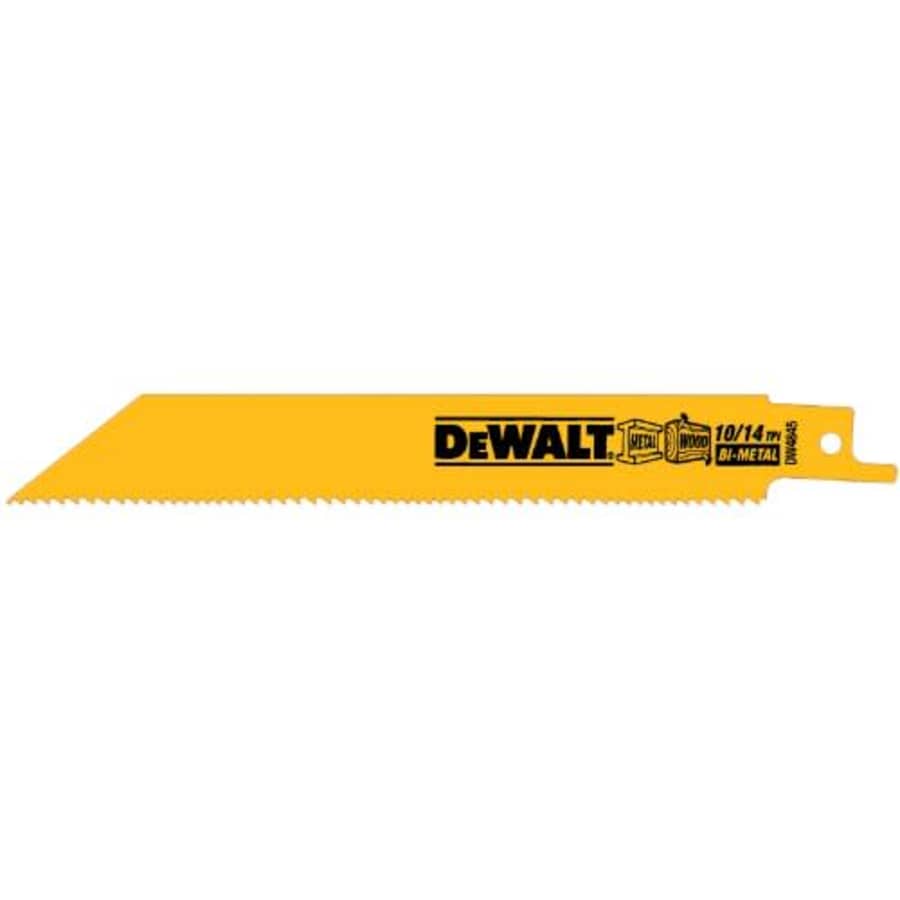 DEWALT DW4846 8-Inch 10/14 TPI Straight Back Bi-Metal Reciprocating Saw Blade (5-Pack) for $19