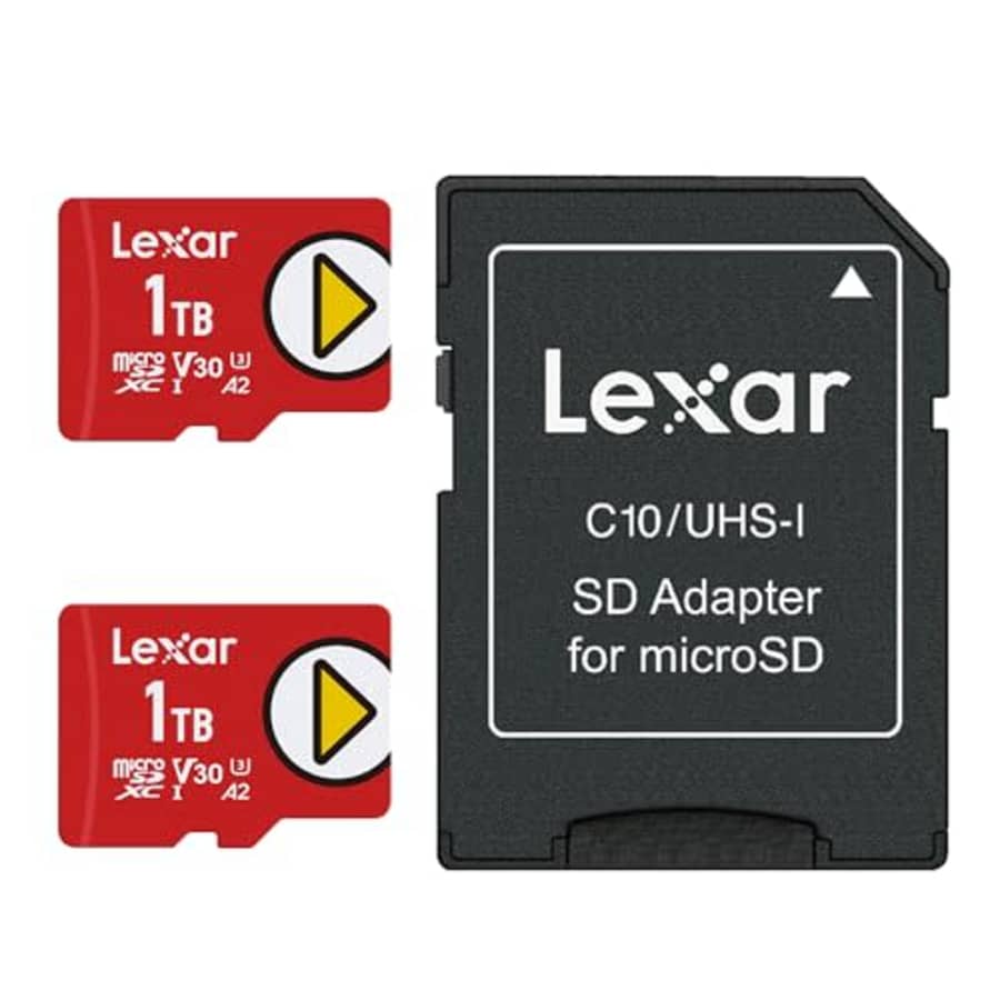 Lexar 1TB (2-Pack) Play microSDXC Card w/SD Adapter, UHS-I, U3, V30, A2, 4K Video, Up to 160/100 for $150 Lexar 1TB (2-Pack) Play microSDXC Card w/SD Adapter, UHS-I, U3, V30, A2, 4K Video, Up to 160/100 for $150