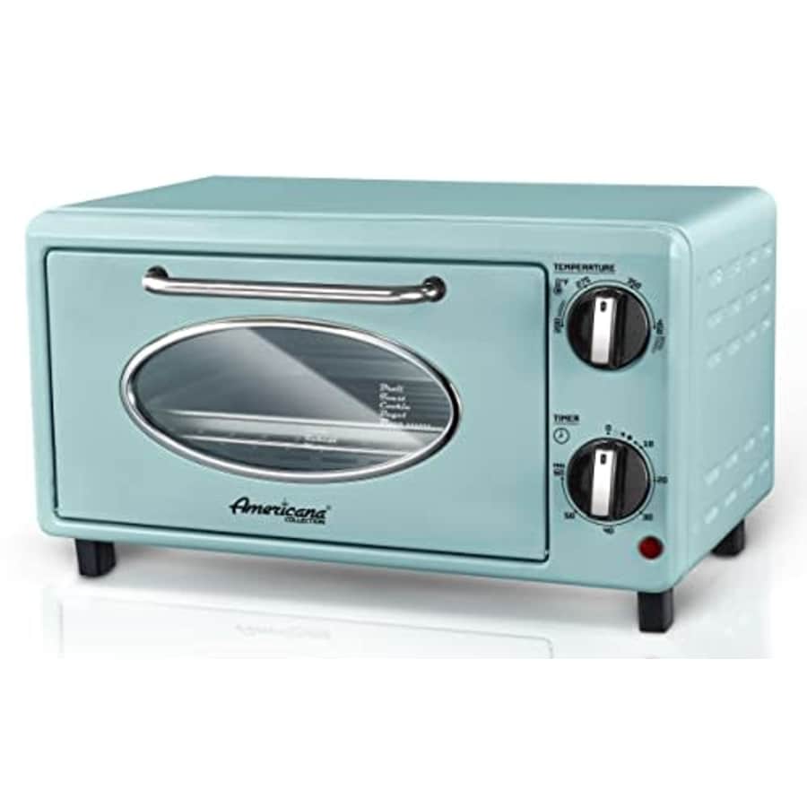 Elite Gourmet Americana Collection Elite ETO147M Vintage Diner 50s Retro Countertop Toaster oven, Bake, Broil, for $45