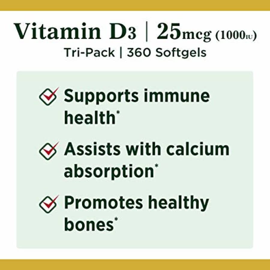 Nature's BountyVitamin D3 1000 100 mg, 120 Softgels (Pack of 3) for $19