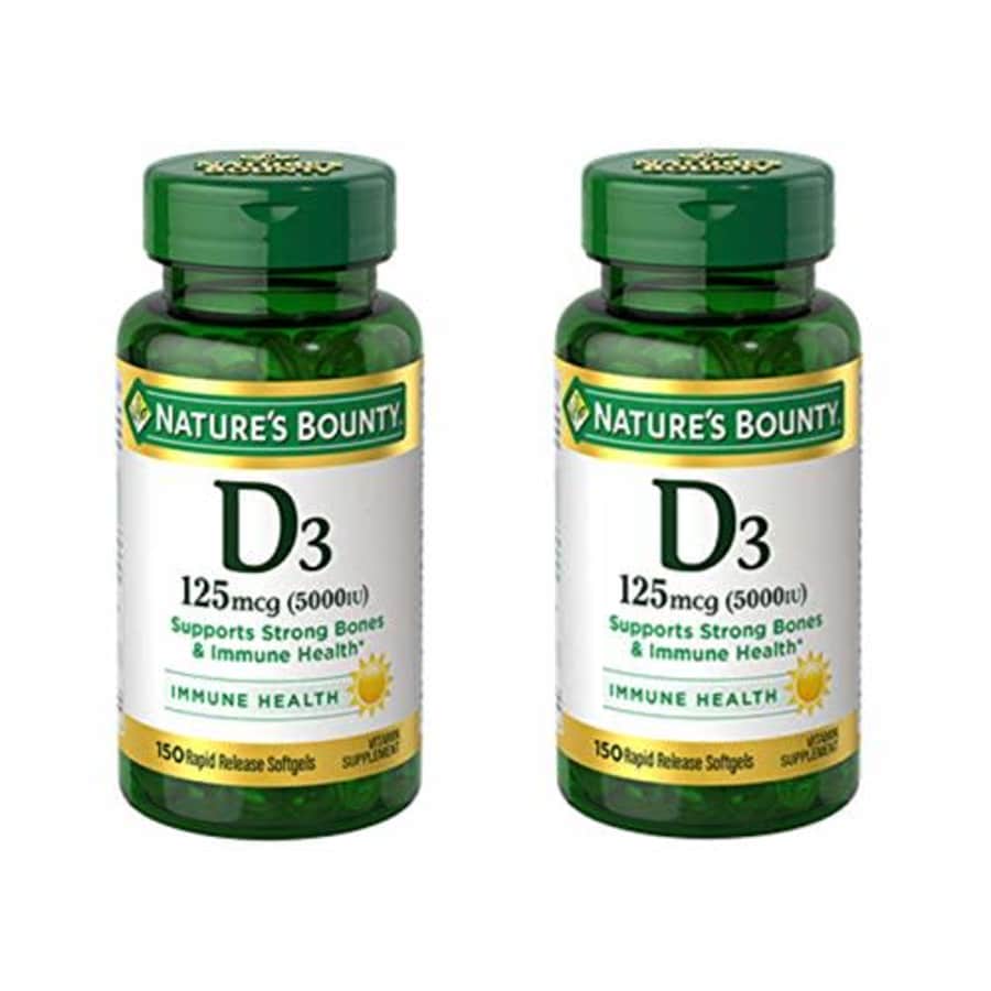 Nature's Bounty Vitamin D3 125mcg (5000 IU), 150 Rapid Release Softgels (Pack of 2) for $27