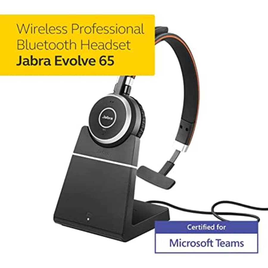 Jabra Evolve 65 Mono MS, Charging Stand & Link 370 - Professional Unified Communicaton Headset for $140