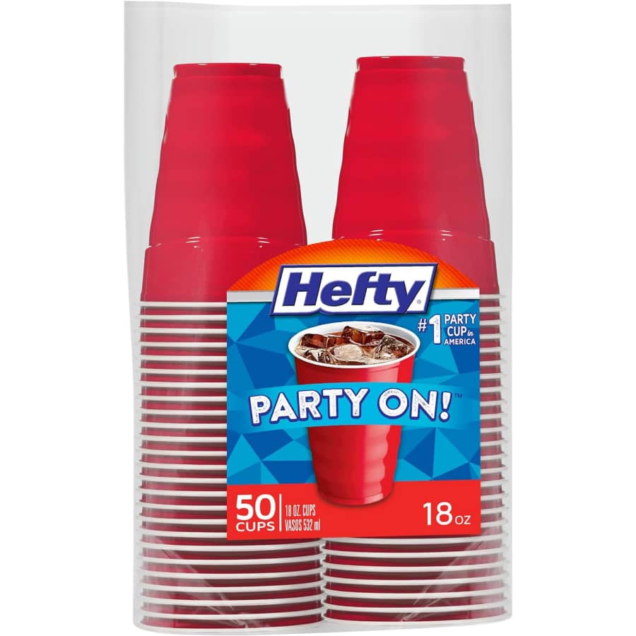Hefty Party On 18-oz. Plastic Cups 50-Pack for $5.55 w/ Sub & Save Hefty Party On 18-oz. Plastic Cups 50-Pack for $5.55 w/ Sub & Save