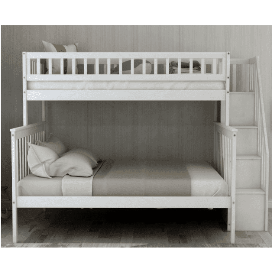 Harper & Bright Designs Twin-over-Full Stairway Bunk Bed w/ Storage for $500