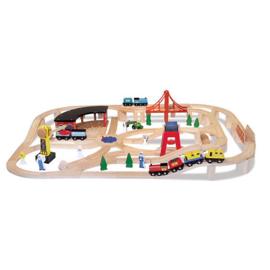 Melissa & Doug 130-Piece Wooden Railway Set for $128 Melissa & Doug 130-Piece Wooden Railway Set for $128