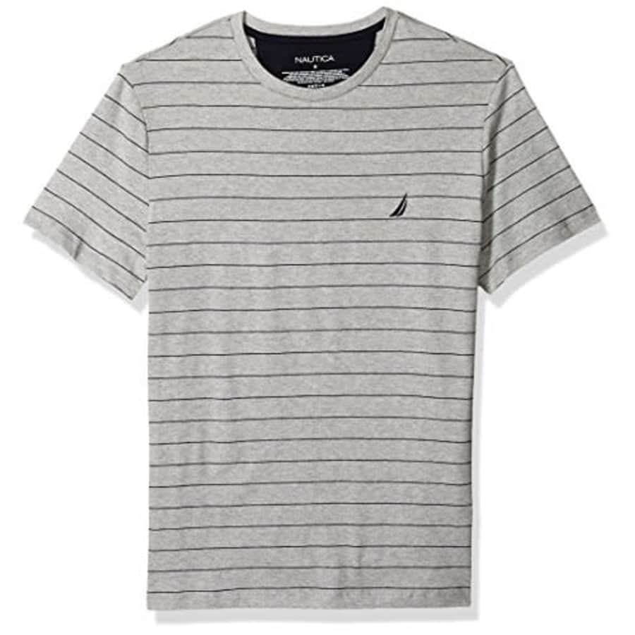 Nautica Men's Short Sleeve Striped Crew Neck T-Shirt, Grey Heather, Small for $20 Nautica Men's Short Sleeve Striped Crew Neck T-Shirt, Grey Heather, Small for $20