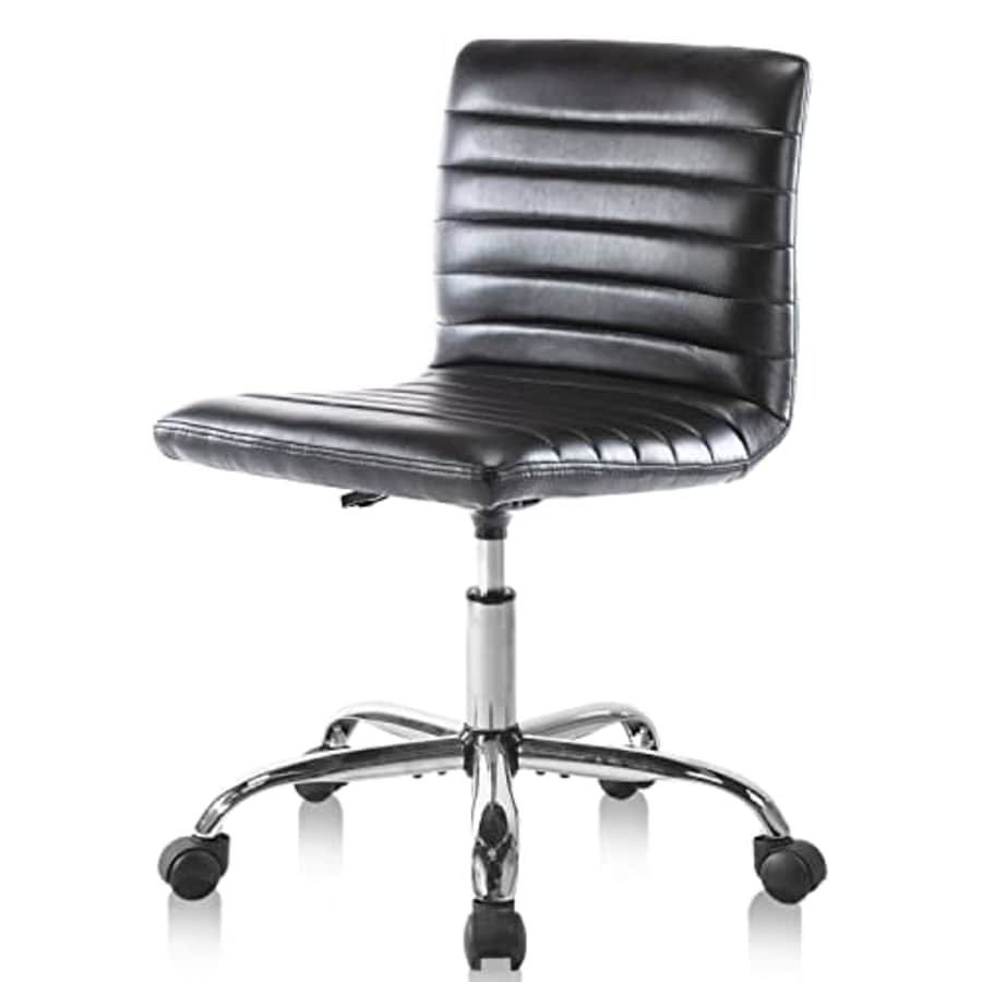 EDX Home Office Desk Chair, Modern Adjustable Low Back Rolling Chair Striped PU Leather Padded Chair for $109