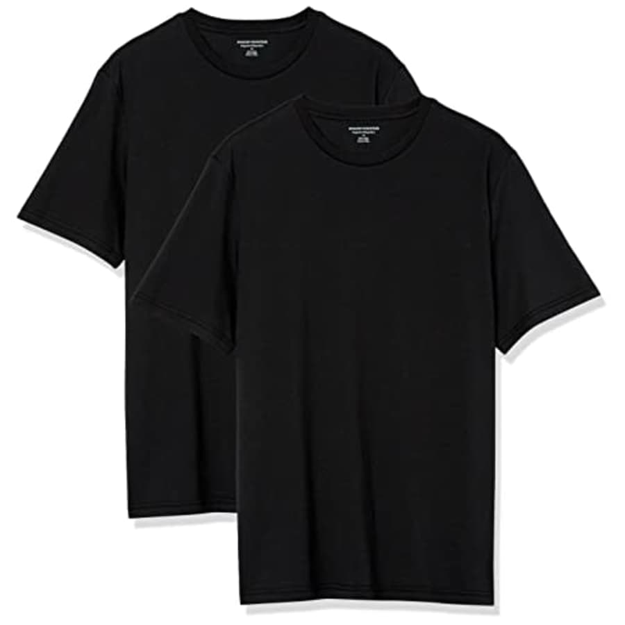 Amazon Essentials Men's Regular-Fit Short-Sleeve Crewneck T-Shirt, Pack of 2, Black/Black, Medium for $20