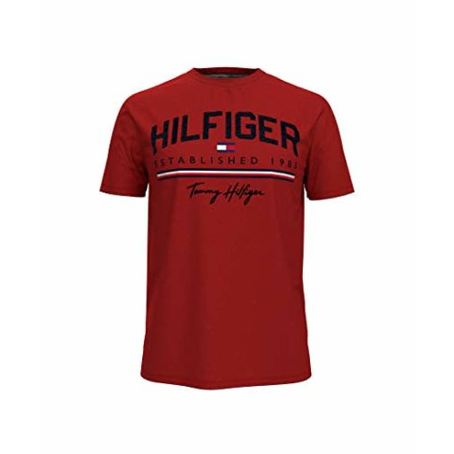 Tommy Hilfiger Men's Short Sleeve Graphic T Shirt, Apple RED, XS for $37