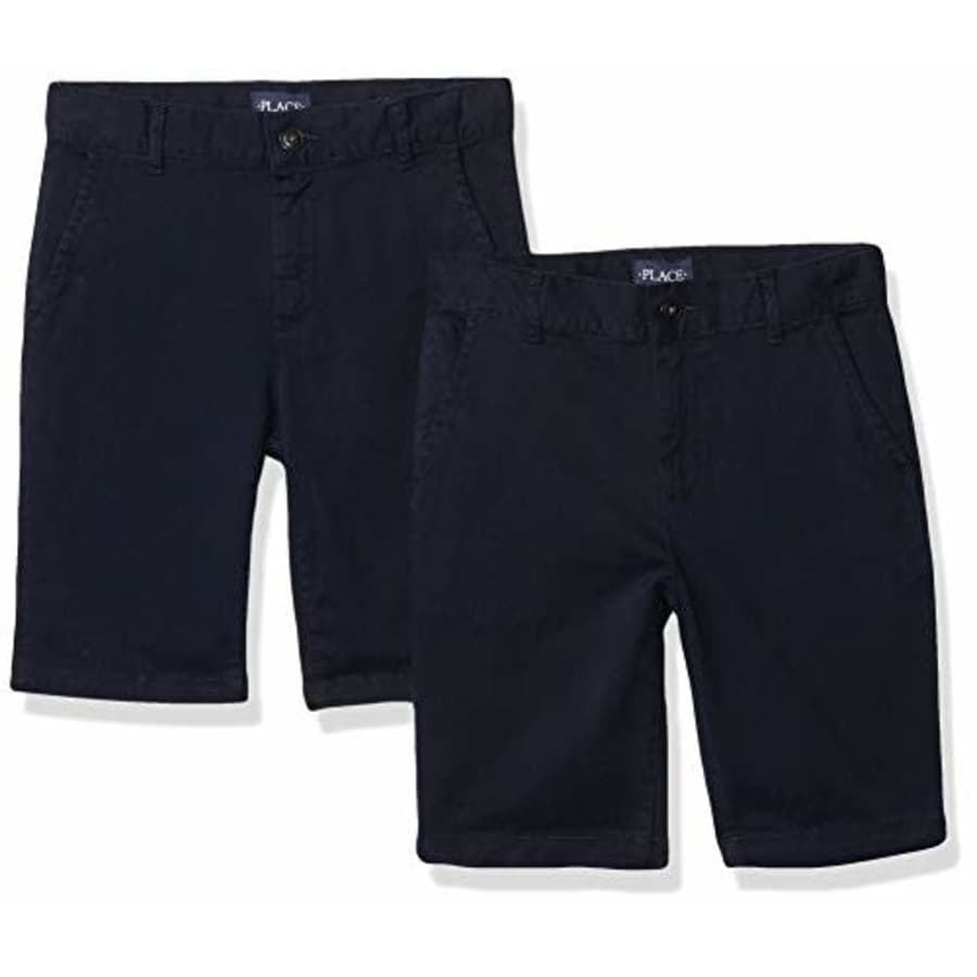 The Children's Place Boys' Uniform Stretch Chino Shorts 2-Pack, New Navy, 16 for $12