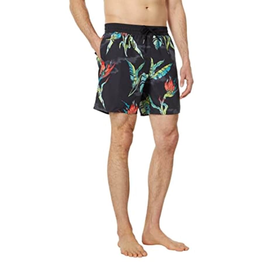 Volcom Men's Standard 17-inch Elastic Waist Surf Swim Trunks, Beach Bunch Black, Small for $22