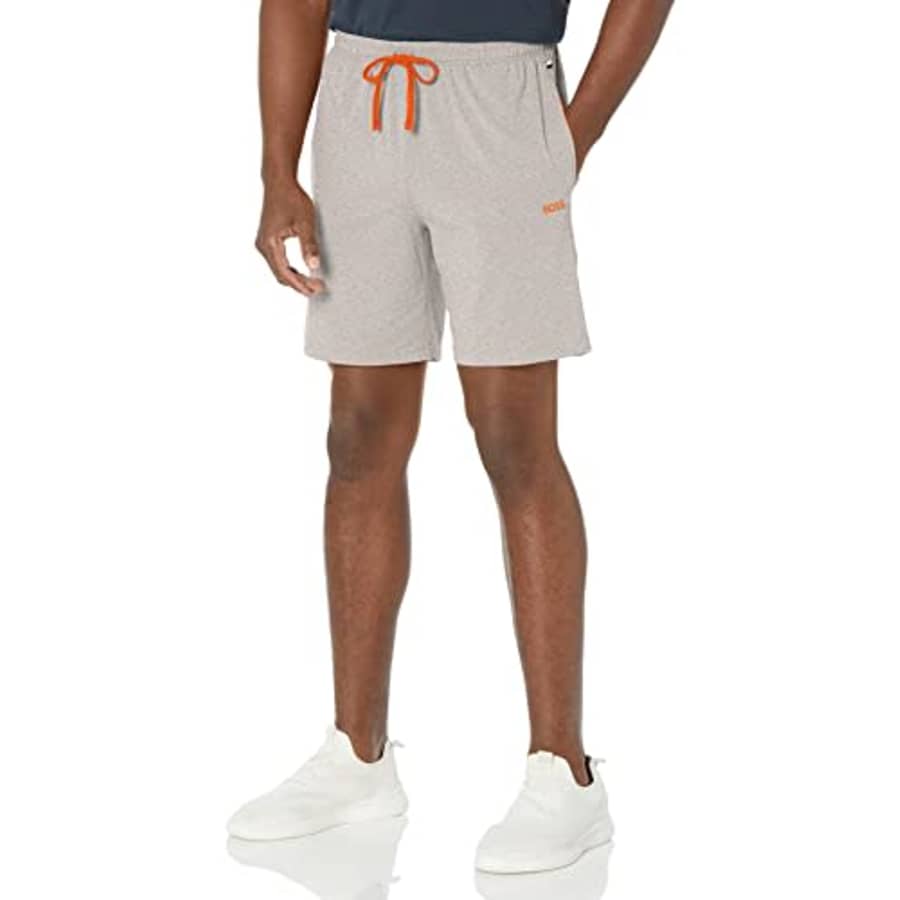 BOSS Men's Mix&Match Cotton Stretch Lounge Shorts, Soft Cloud Grey/Tangerine, S for $31
