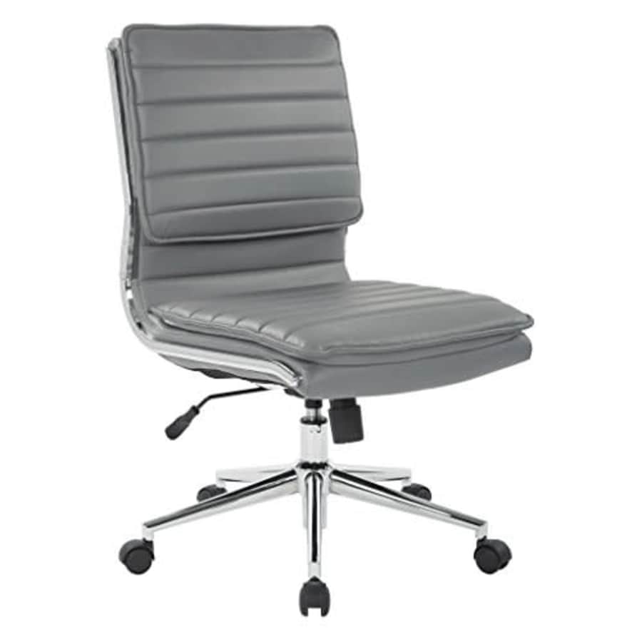 Office Star Faux Leather Armless Mid Back Managers Chair with Chrome Base, Charcoal for $188