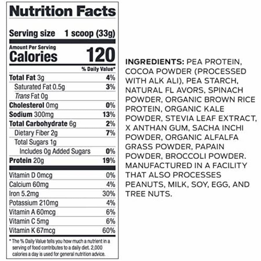 Vega Protein and Greens, Chocolate, Plant Based Protein Powder Plus Veggies - Vegan Protein Powder, for $39