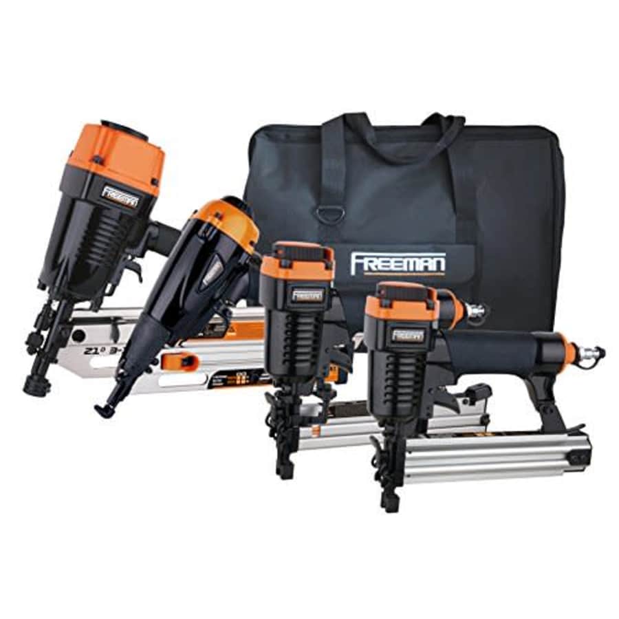Freeman P4FRFNCB Pneumatic Framing & Finishing Combo Kit with Canvas Bag (4Piece) Nail Gun Set with for $241