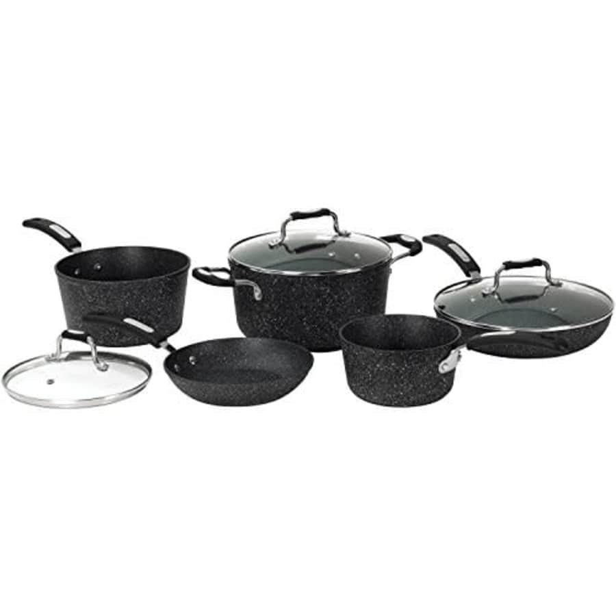 THE ROCK by Starfrit 030930-001-0000 8-Piece Cookware Set with Bakelite Handles, Black for $126