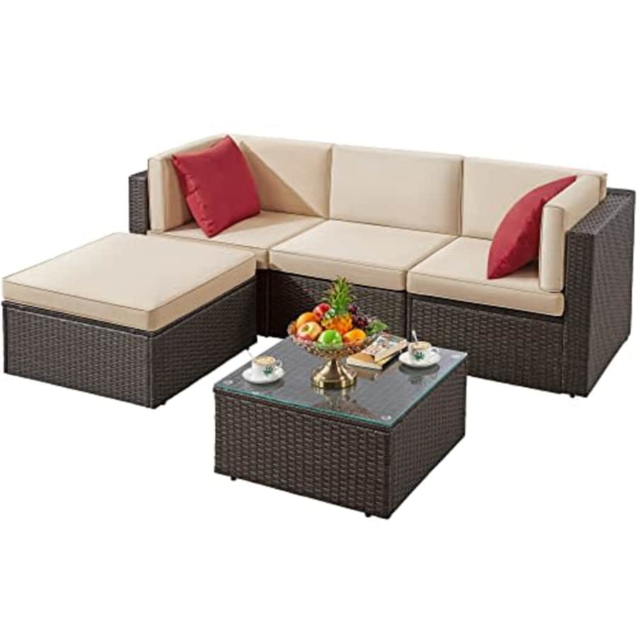 Yaheetech 5 Pieces Outdoor Patio Furniture Sets, Patio Wicker Sectional Sofa Set w/Cushions & for $530 Yaheetech 5 Pieces Outdoor Patio Furniture Sets, Patio Wicker Sectional Sofa Set w/Cushions & for $530