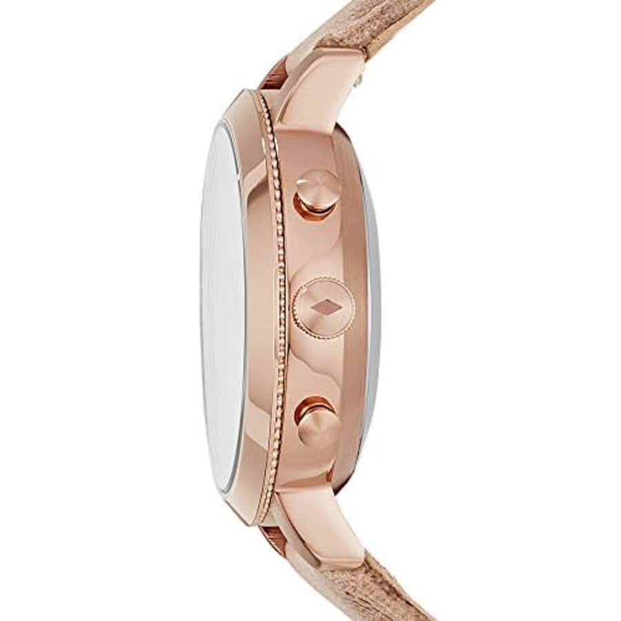 Fossil Women Neely Stainless Steel and Leather Hybrid Smartwatch, Color: Rose Gold-Tone, Beige for $119