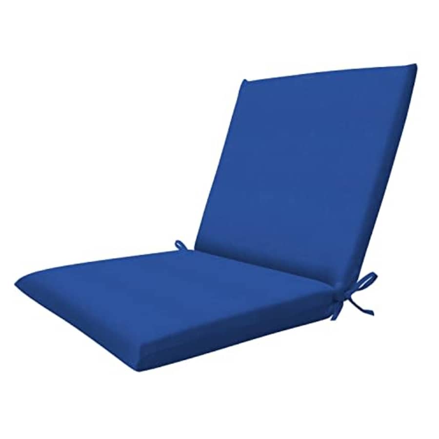 Honey-Comb Honeycomb Indoor/Outdoor Textured Solid Sapphire Blue Midback Dining Chair Cushion: Recycled for $39