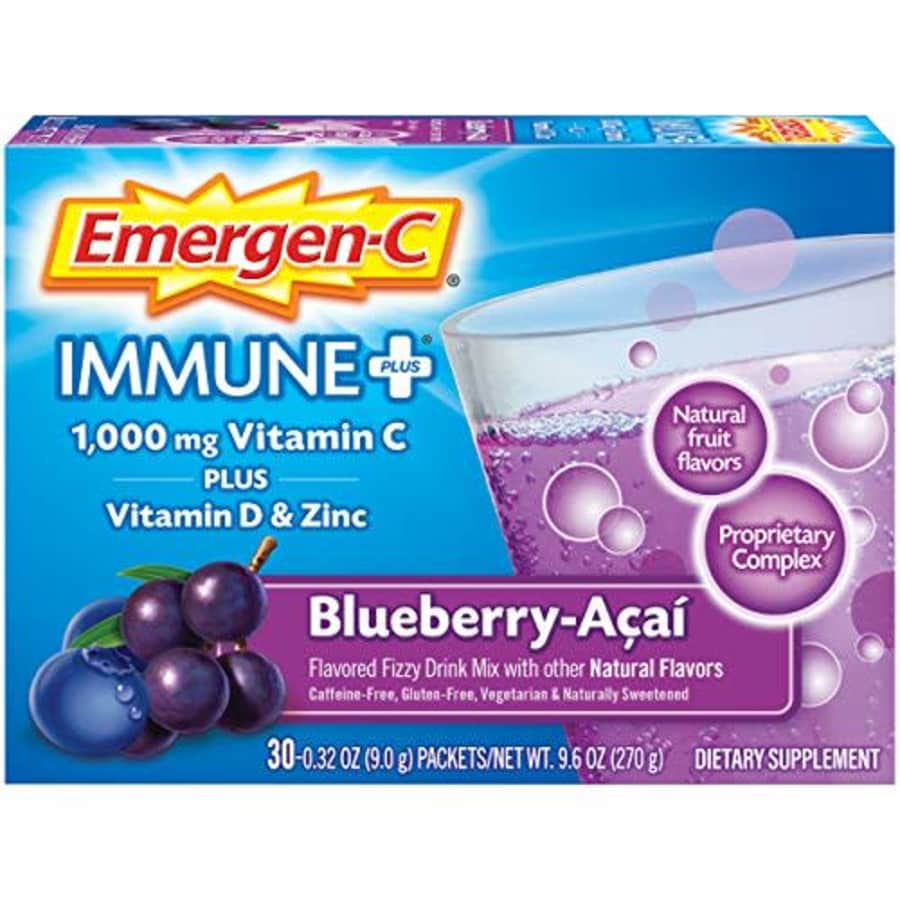 Emergen-C Immune+ Vitamin C 1000mg Powder, Plus Vitamin D And Zinc (30 Count, Blueberry Acai for $15 Emergen-C Immune+ Vitamin C 1000mg Powder, Plus Vitamin D And Zinc (30 Count, Blueberry Acai for $15