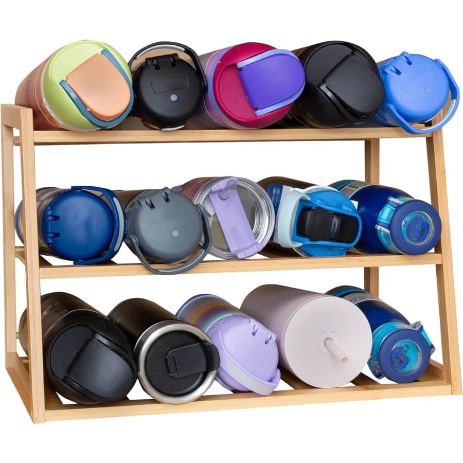 Honey Can Do 3-Tier Bamboo Water Bottle Organizer for $12
