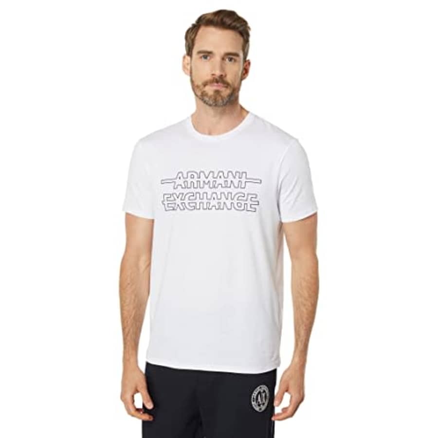 A|X Armani Exchange Men's Strikethrough Logo Slim Fit T-Shirt, White, XXL for $42