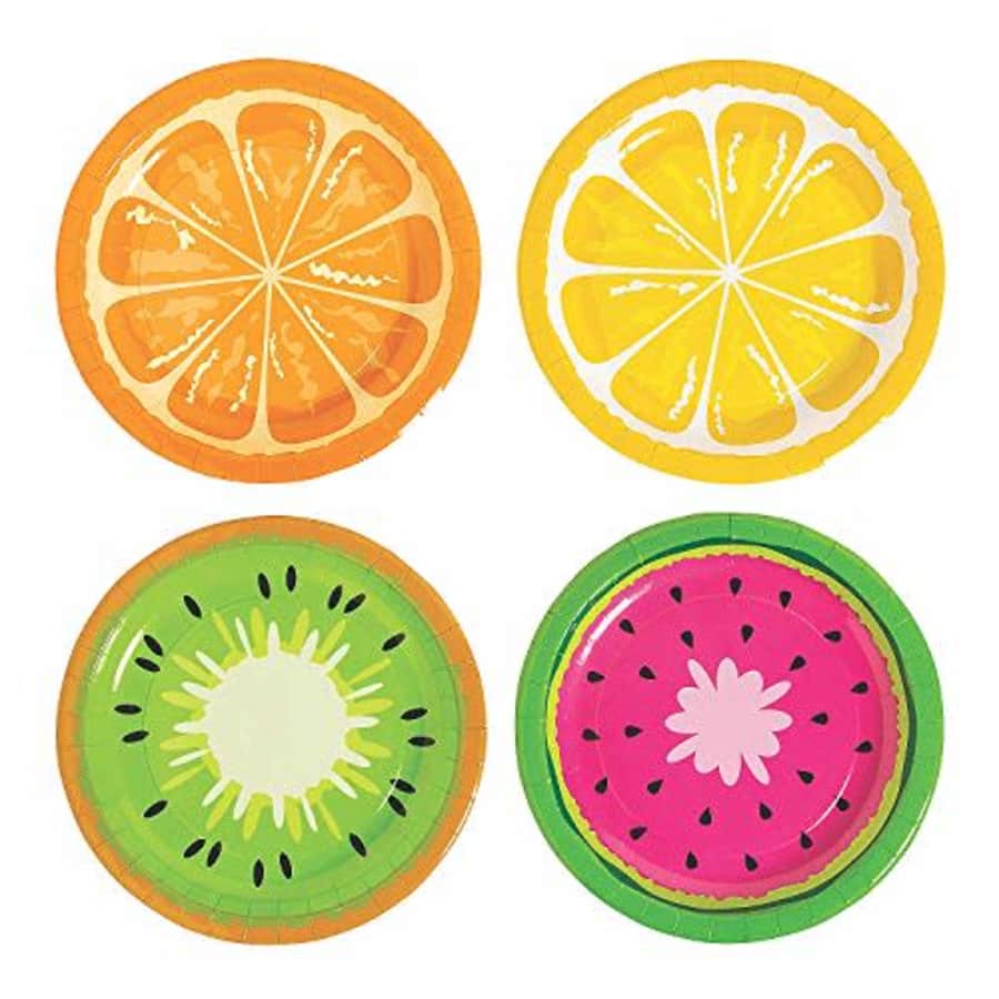 Fun Express - Tutti Frutti Fruit Dessert Plate for Party - Party Supplies - Print Tableware - Print for $12