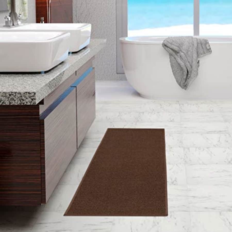 Ottomanson Ottohome Collection Solid Design Runner Rug, 20" X 59", Brown Solid for $22