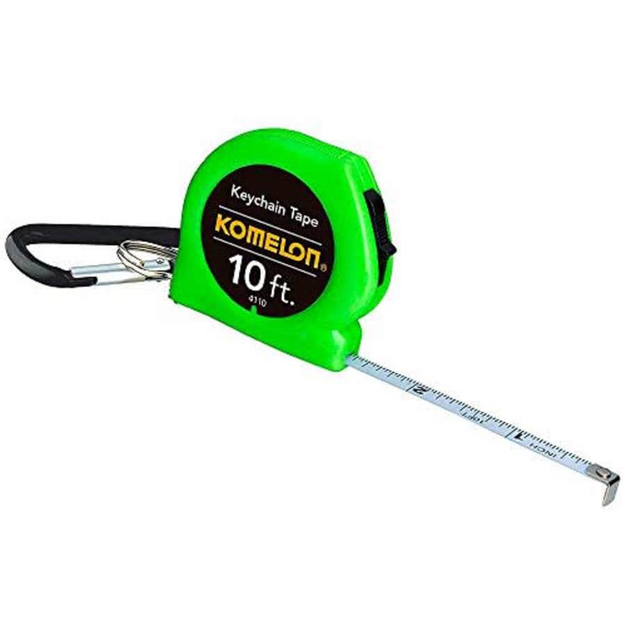 Komelon Keychain Tape Measure Acrylic Coated Steel Blade, Green (10 ft by 1/4 inch) for $7