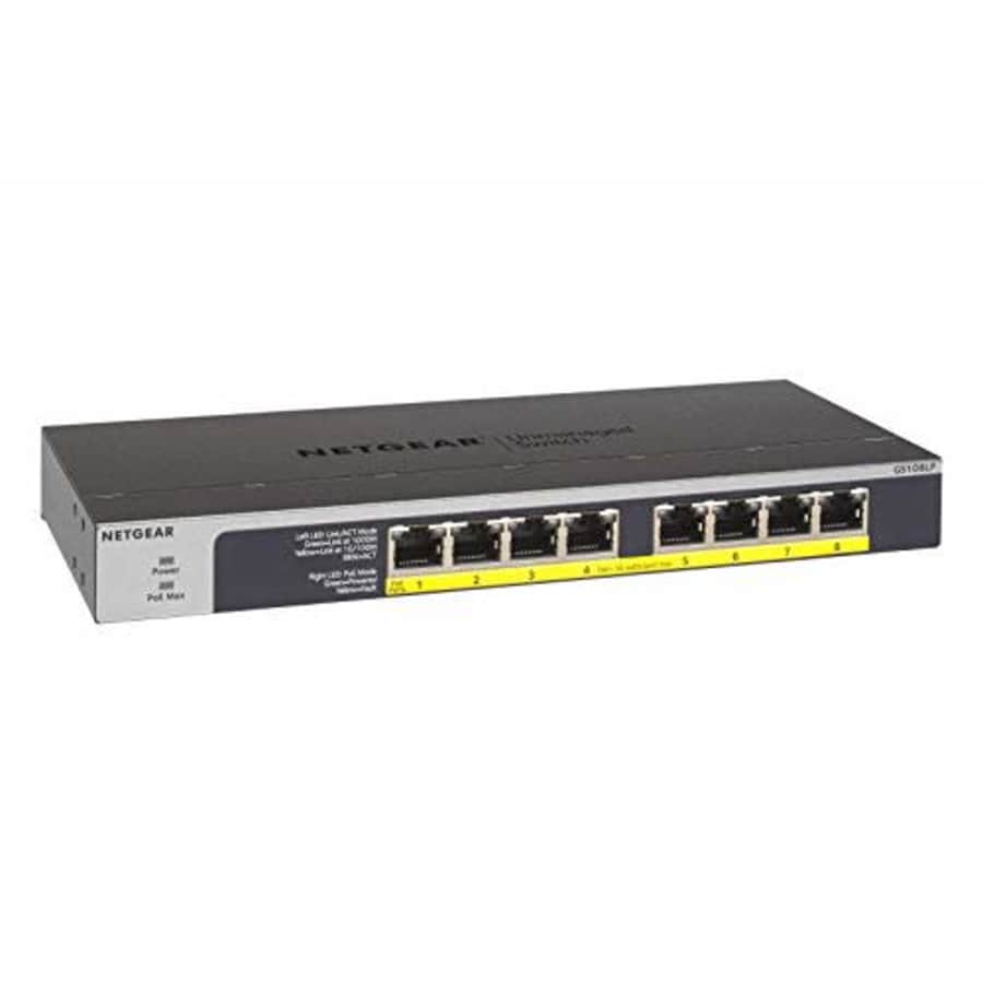 NETGEAR 8-Port Gigabit Ethernet Unmanaged PoE Switch (GS108LP) - with 8 x PoE+ @ 60W Upgradeable, for $98
