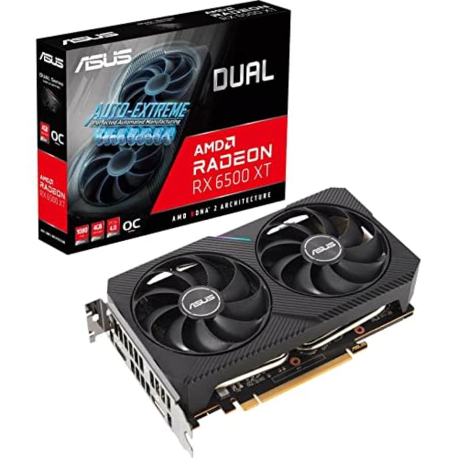 ASUS Dual AMD Radeon RX 6500 XT OC Edition 4GB GDDR6 Gaming Graphics Card (AMD RDNA 2, PCIe 4.0, for $179 ASUS Dual AMD Radeon RX 6500 XT OC Edition 4GB GDDR6 Gaming Graphics Card (AMD RDNA 2, PCIe 4.0, for $179
