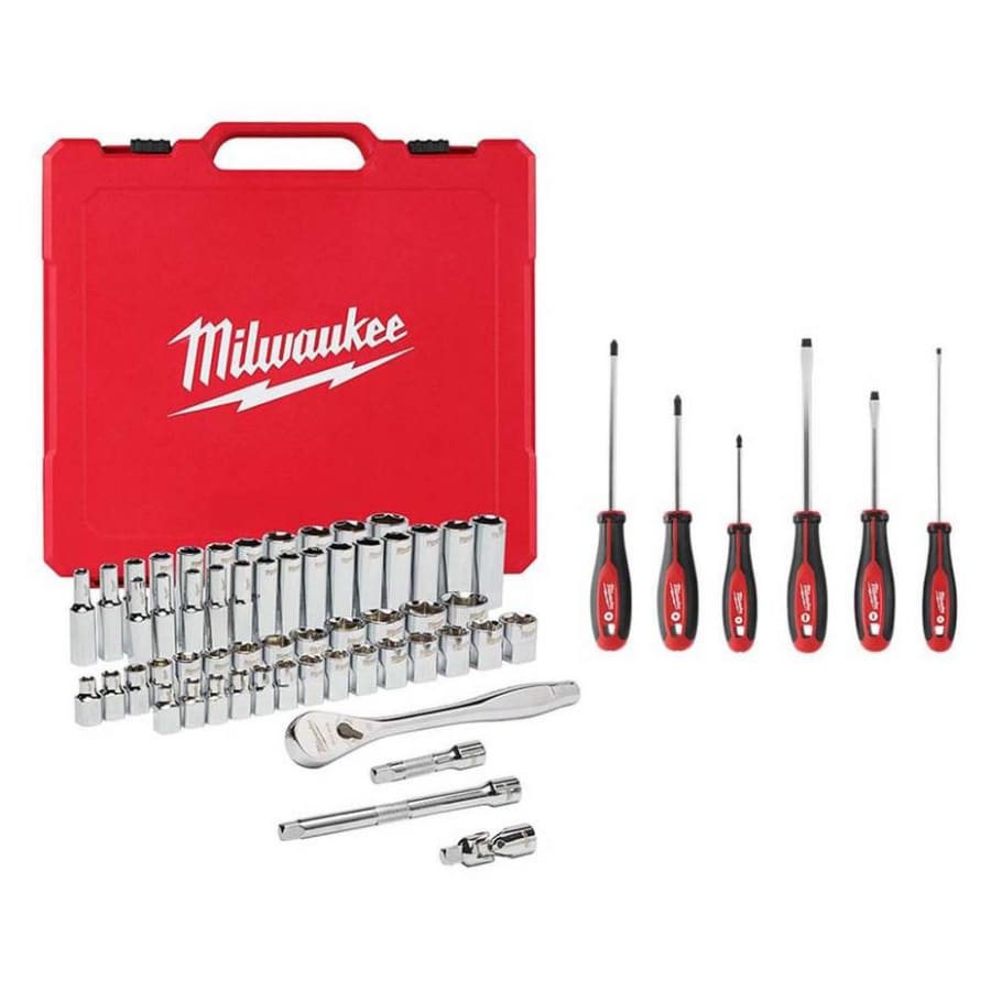 Milwaukee 56-Piece Ratchet & Socket Tool Set w/ 6-Piece Screwdriver Set for $99
