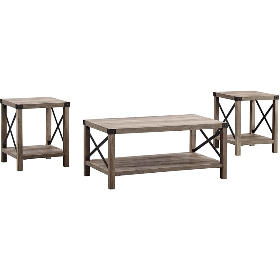 Walker Edison Sedalia Modern Farmhouse 3-Piece Metal-X Side and Coffee Table Set for $401