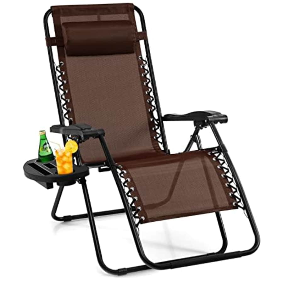 Giantex Zero Gravity Reclining Chair, Outdoor Patio Recliner with Cup Holder & Removable Pillow, for $60 Giantex Zero Gravity Reclining Chair, Outdoor Patio Recliner with Cup Holder & Removable Pillow, for $60