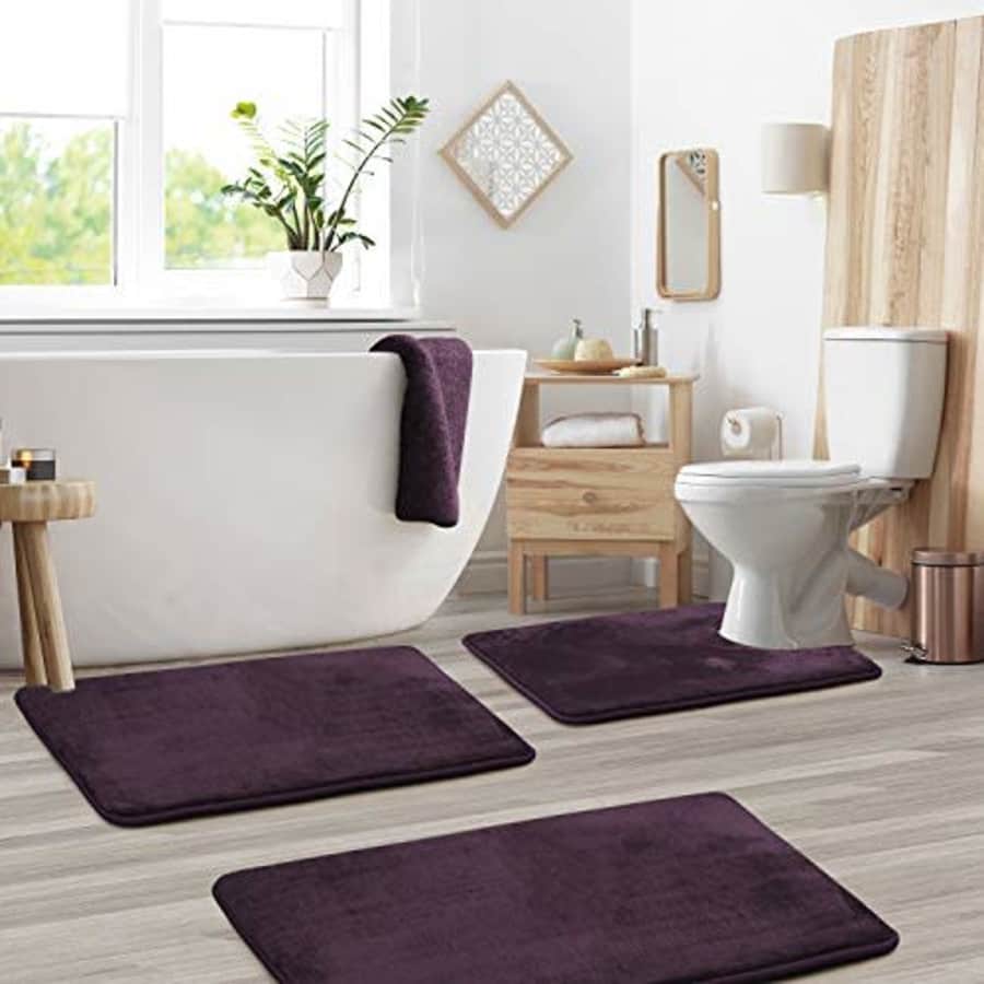 Clara Clark Memory Foam Bath Mat Sets 3 Piece - Non Slip, Absorbent, Soft Bath Rug Set - Fast for $43