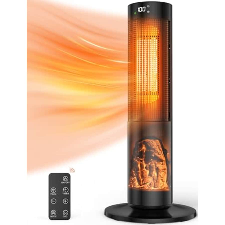 TRUSTECH 26" Tower Space Heater, 1500W Electric Space Heater for Large Room, Thermostat & 3 Modes, for $130