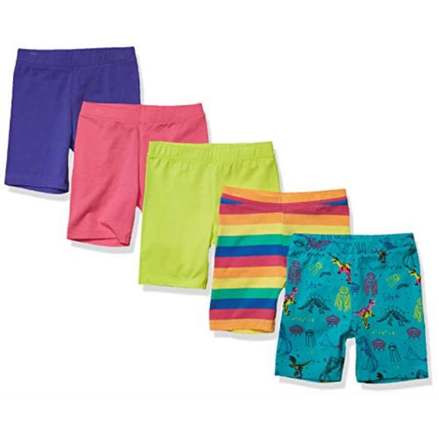 Amazon Essentials Toddler Girls' Midi Bike Shorts (Previously Spotted Zebra), Pack of 5, for $25