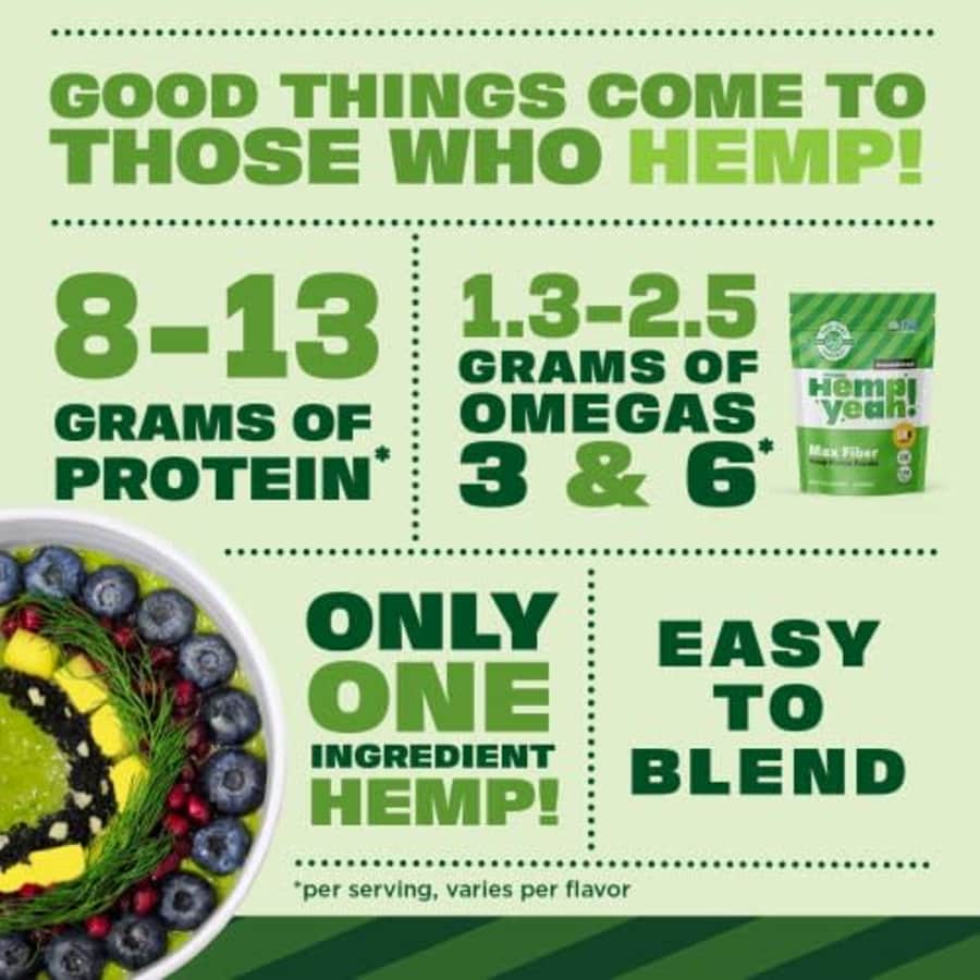 Manitoba Harvest Hemp Yeah! Organic Max Fiber Protein Powder, Unsweetened, 32oz; with 13g of Fiber, for $25