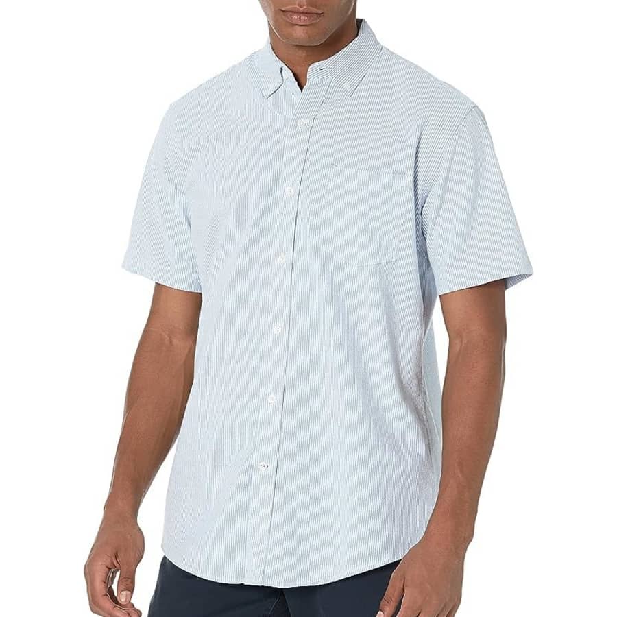 Amazon Essentials Men's Regular-Fit Short-Sleeve Pocket Oxford Shirt for $20