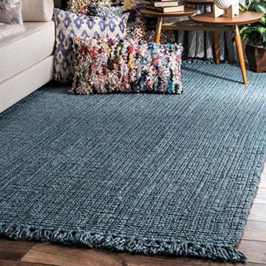 nuLOOM Natura Collection Chunky Loop Jute Area Rug, 7' 6" x 9' 6", Blue for $198