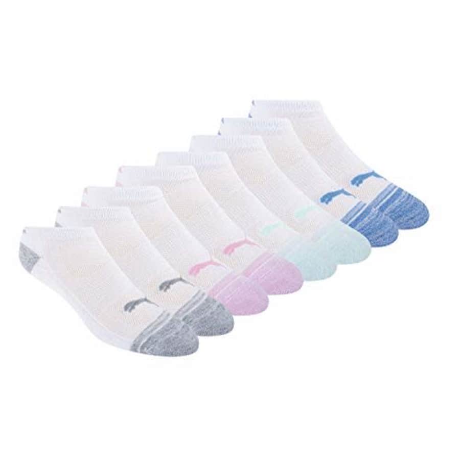 PUMA womens 8 Pack Low Cut Running Socks, White, 9 11 US for $12