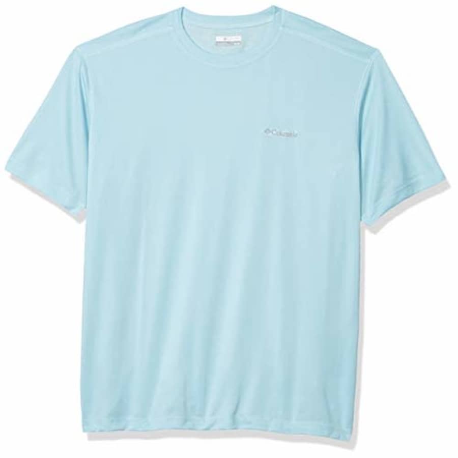 Columbia Men's Meeker Peak Short Sleeve Wicking UPF 15 Crew Shirt, Sky Blue, Large for $17 Columbia Men's Meeker Peak Short Sleeve Wicking UPF 15 Crew Shirt, Sky Blue, Large for $17