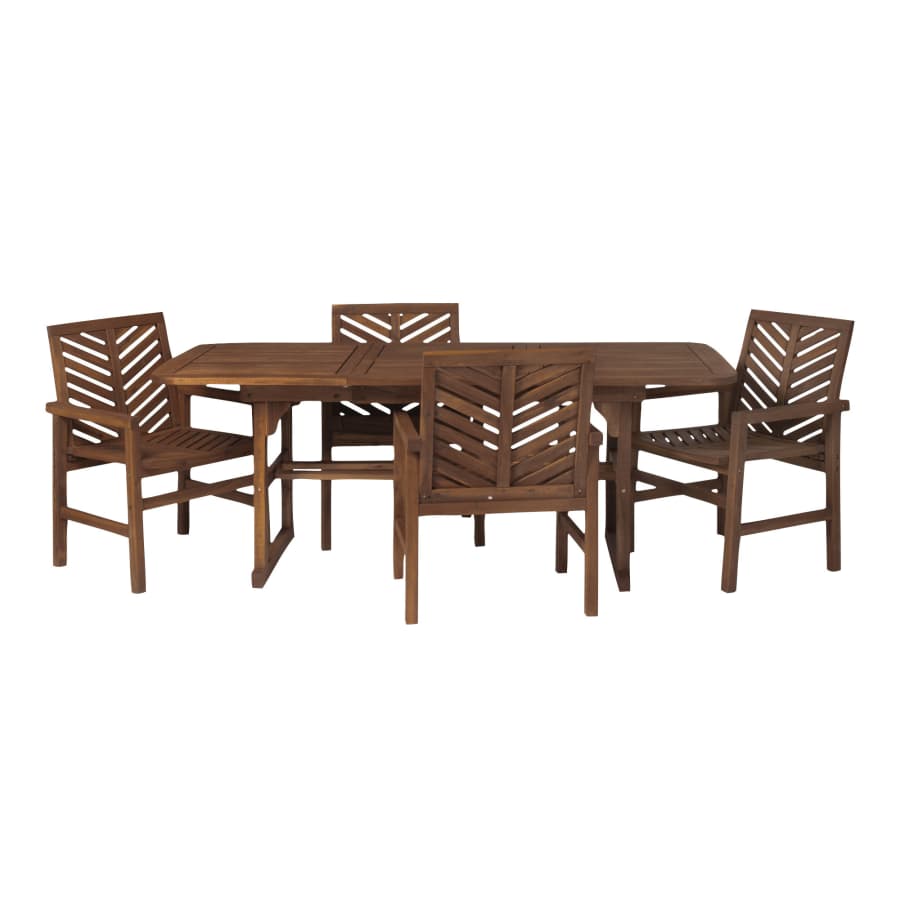 Manor Park Chevron 5-Piece Acacia Wood Patio Dining Set w/ Extendable Table for $500 Manor Park Chevron 5-Piece Acacia Wood Patio Dining Set w/ Extendable Table for $500