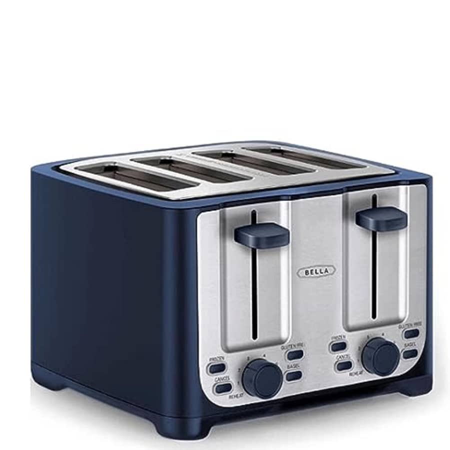 BELLA 4 Slice Toaster with Auto Shut Off - Extra Wide Slots & Removable Crumb Tray and Cancel, for $40
