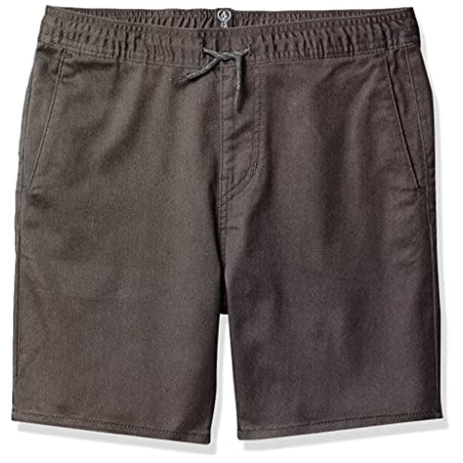 Volcom Boys' Big Frickin Elastic Waist 15" Chino Short, Charcoal Heather, Small for $25