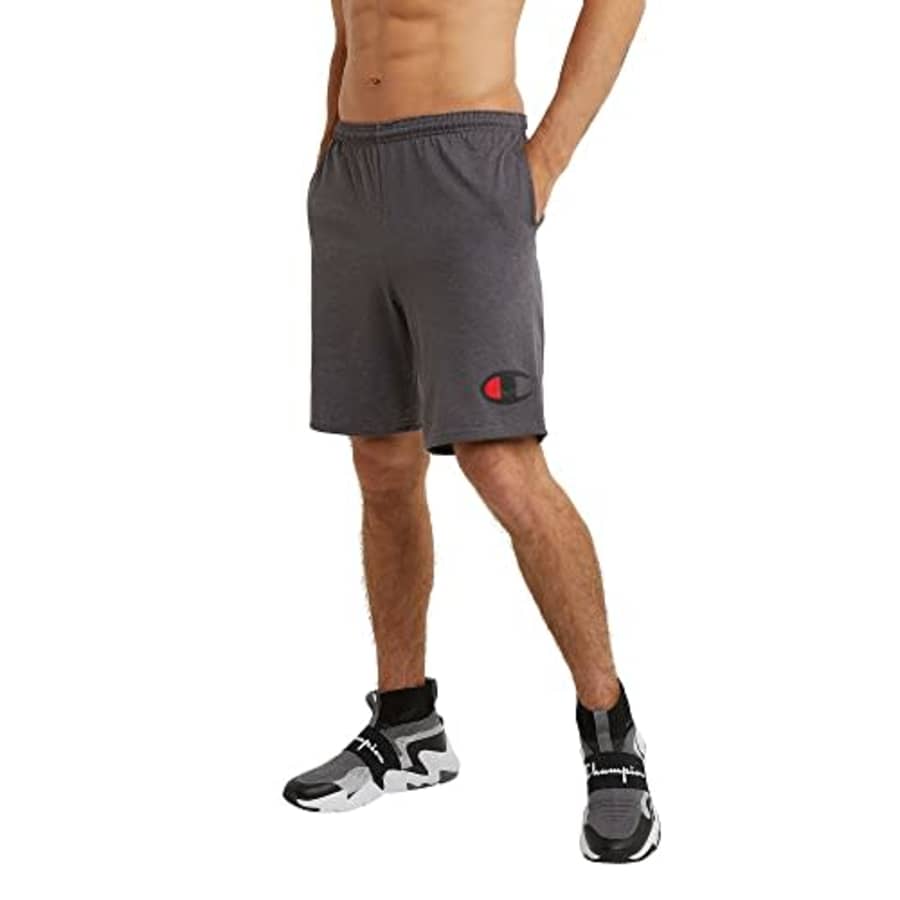 Champion Men's Cotton Jersey Athletic, Gym, Workout Shorts (Reg. or Big & Tall), Granite Heather C for $23
