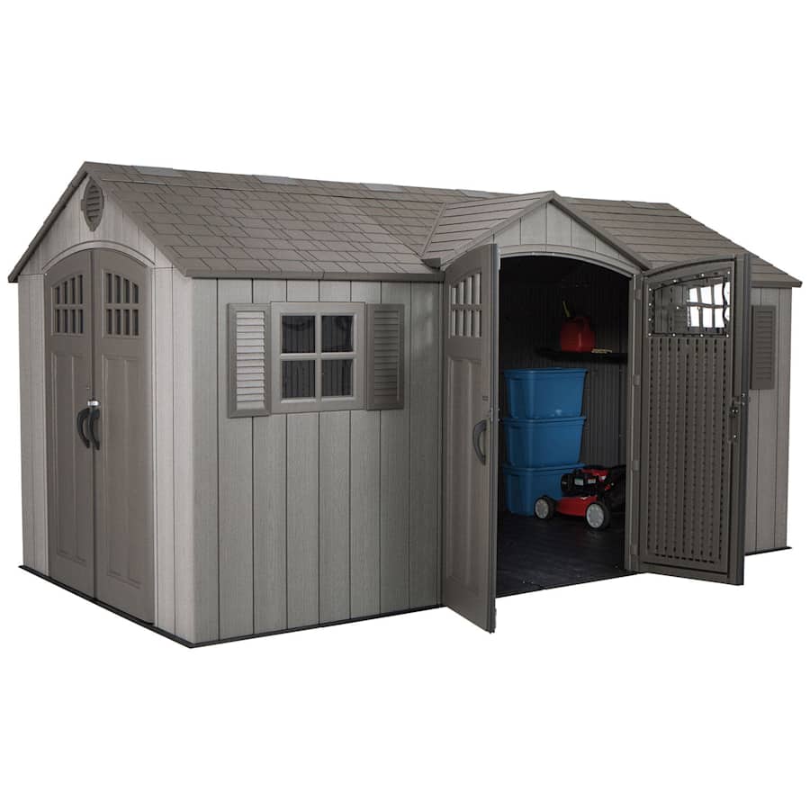 Lifetime 15x8-Foot Rough Cut Dual-Entry Outdoor Storage Shed for $1,599 for members Lifetime 15x8-Foot Rough Cut Dual-Entry Outdoor Storage Shed for $1,599 for members