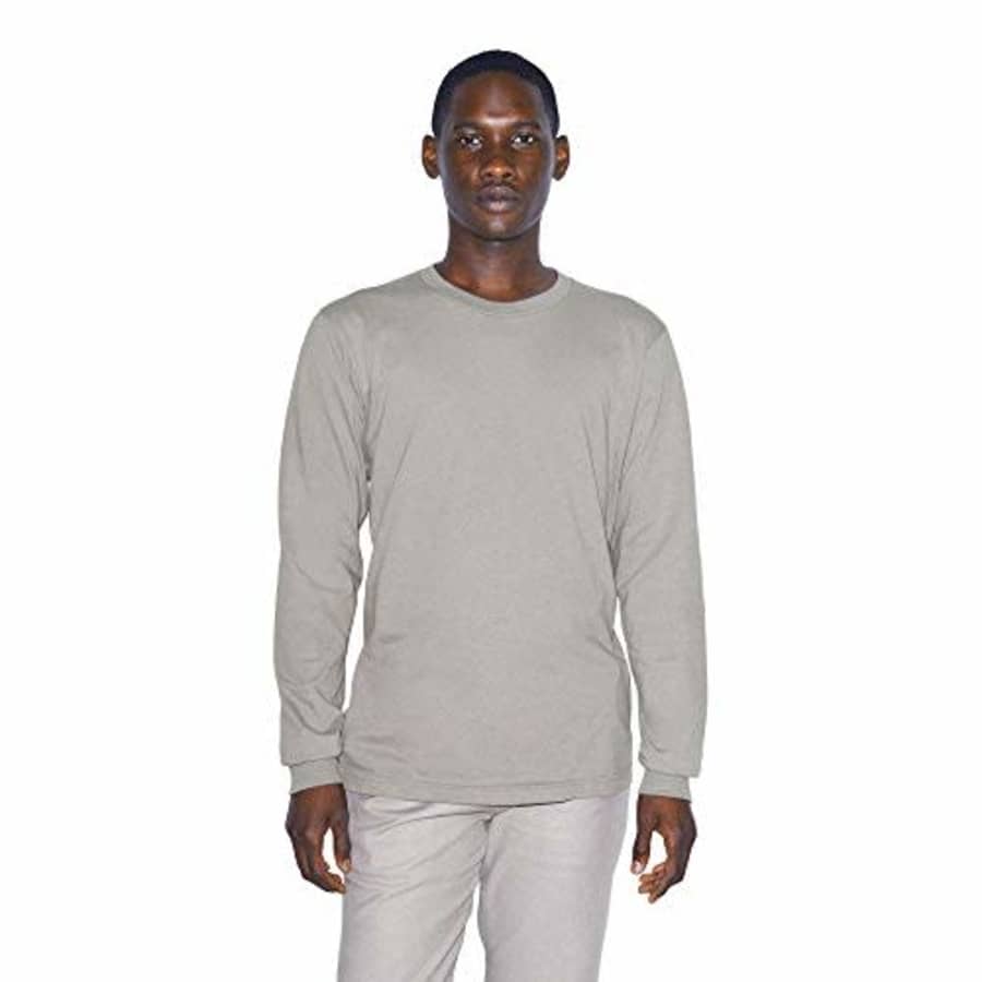 American Apparel Men's Organic Fine Jersey Crewneck Long Sleeve T-Shirt, Nickel, X-Large for $20