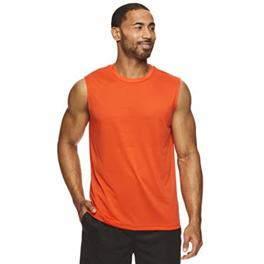 HEAD Men's Hypertek Mesh Gym Training & Workout Muscle Tank - Sleeveless Activewear Top - Mandarin for $13