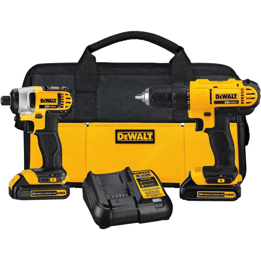 DeWalt 20V Max Cordless Lithium-Ion Drill Driver and Impact Driver Combo Kit for $159